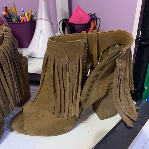 Brown Fringe Booties! Worn Once! - Picture 1 of 3